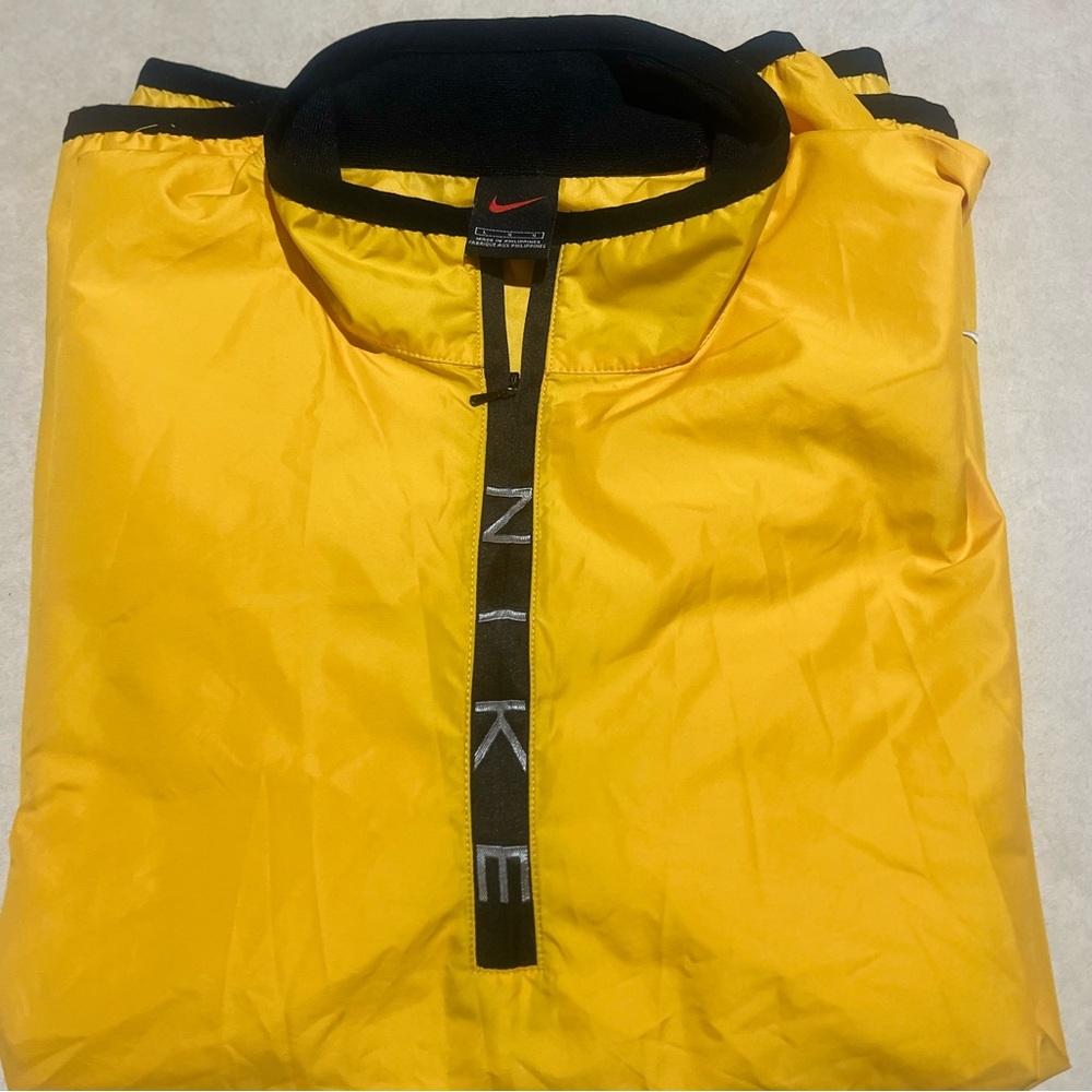 Vintage Nike Jacket Mens Large Yellow Pullover Swoosh Windbreaker Lightweight